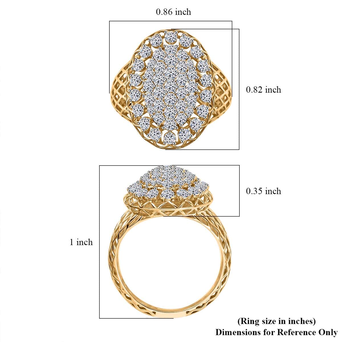 Luxuriant Lab Grown Diamond E-F VS 1.50 ctw Ring in 10K Yellow Gold (Size 10.0) image number 5