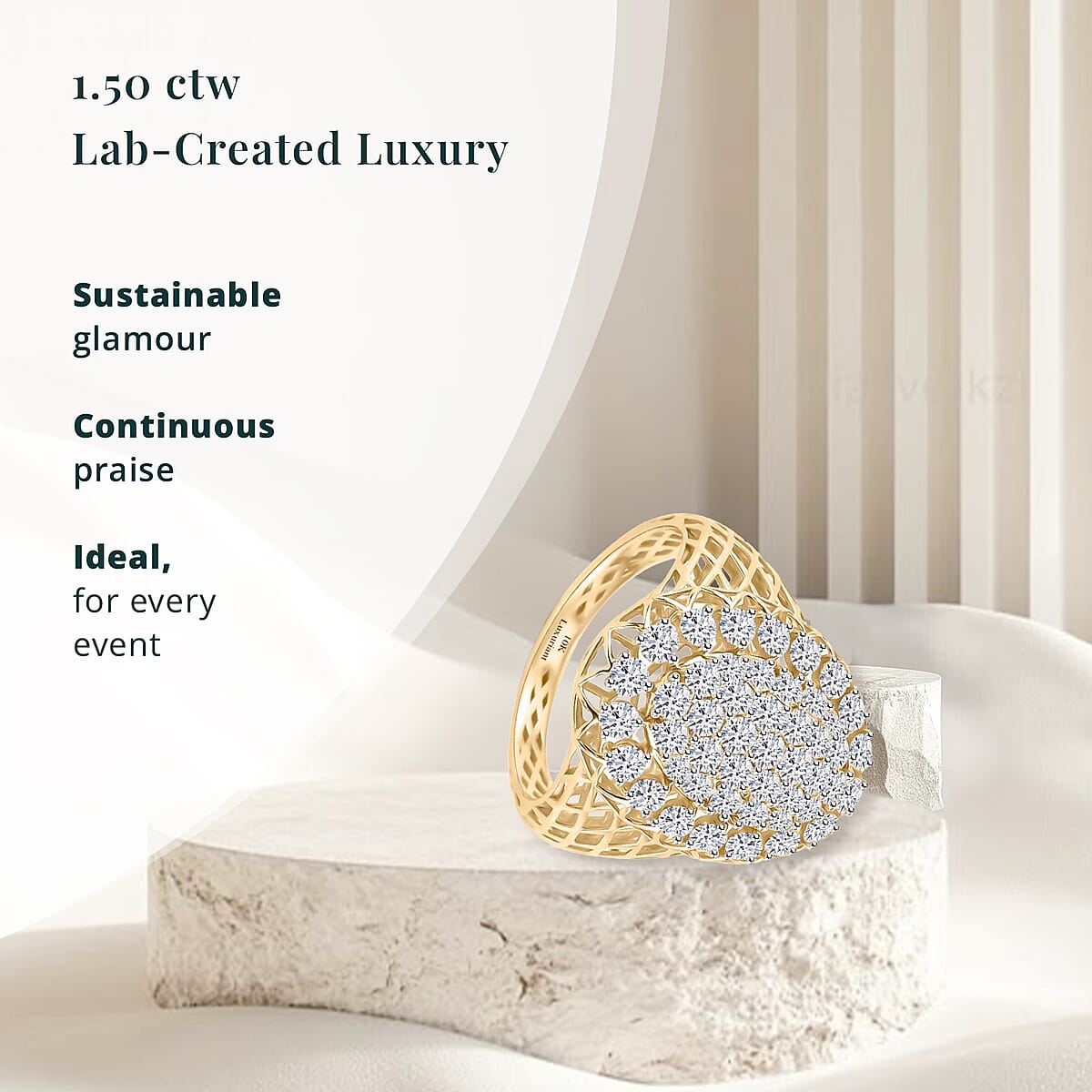 Luxuriant Lab Grown Diamond E-F VS 1.50 ctw Ring in 10K Yellow Gold (Size 8.0) (Del. in 10-12 Days) image number 2