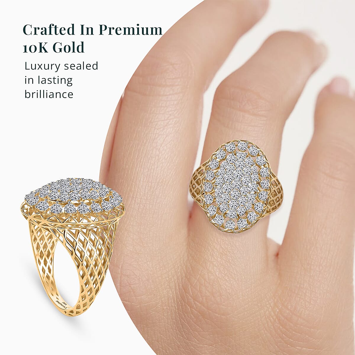 Luxuriant Lab Grown Diamond E-F VS 1.50 ctw Ring in 10K Yellow Gold (Size 8.0) (Del. in 10-12 Days) image number 4