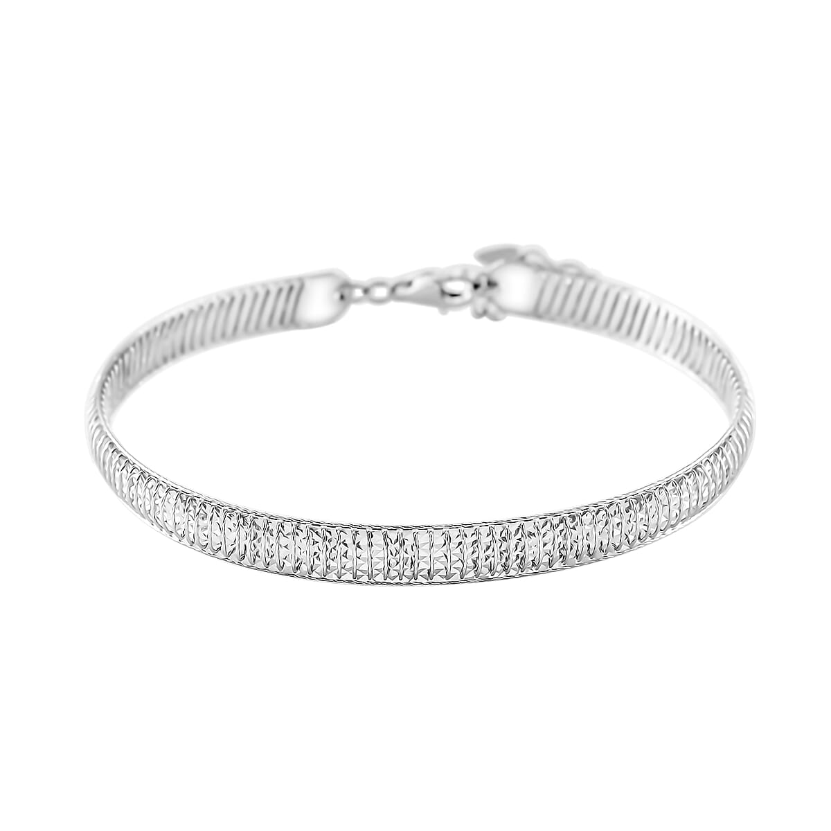 Doorbuster Diamond-cut Bangle Bracelet in 950 Platinum (8.00 In) 12.40 Grams image number 0