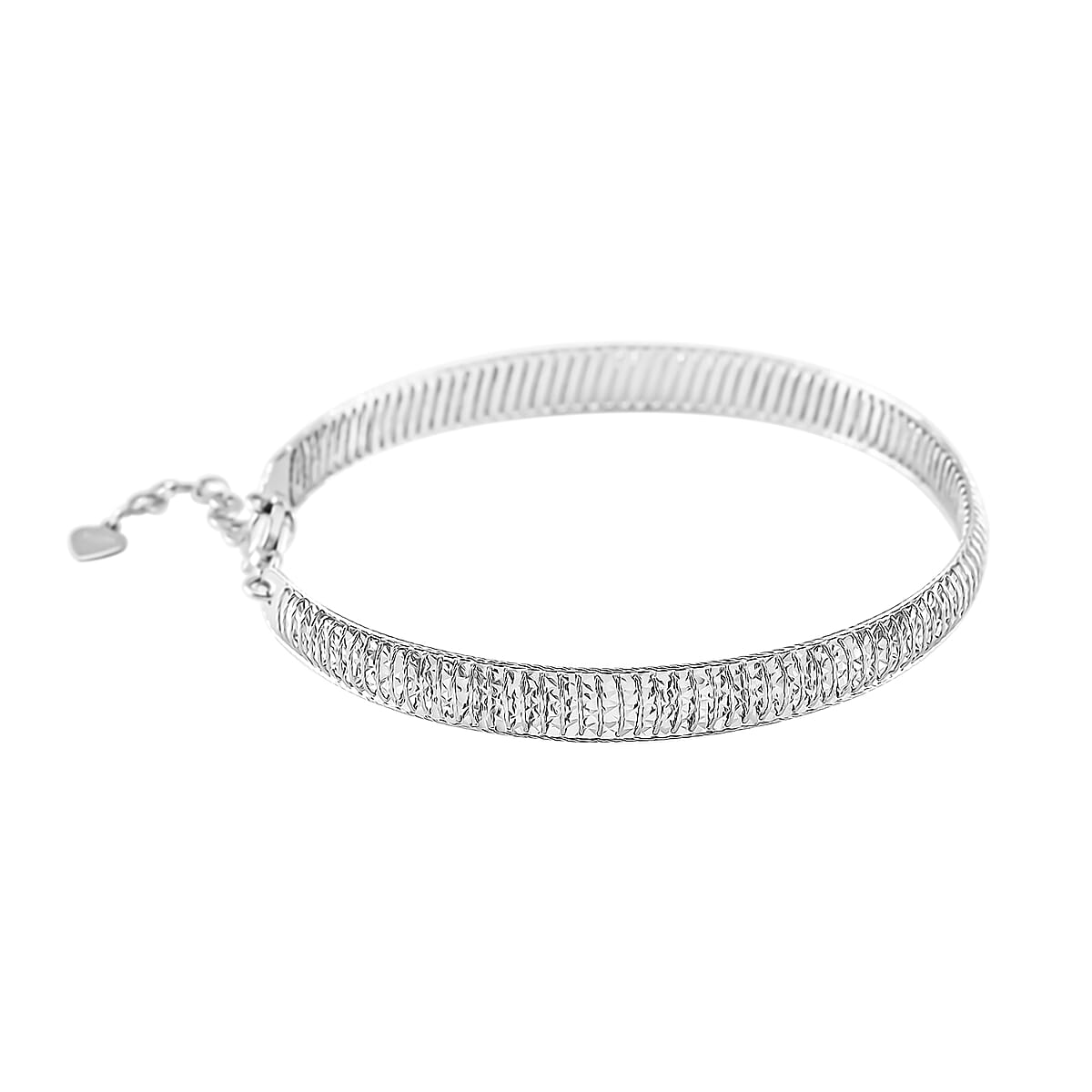 Doorbuster Diamond-cut Bangle Bracelet in 950 Platinum (8.00 In) 12.40 Grams image number 2
