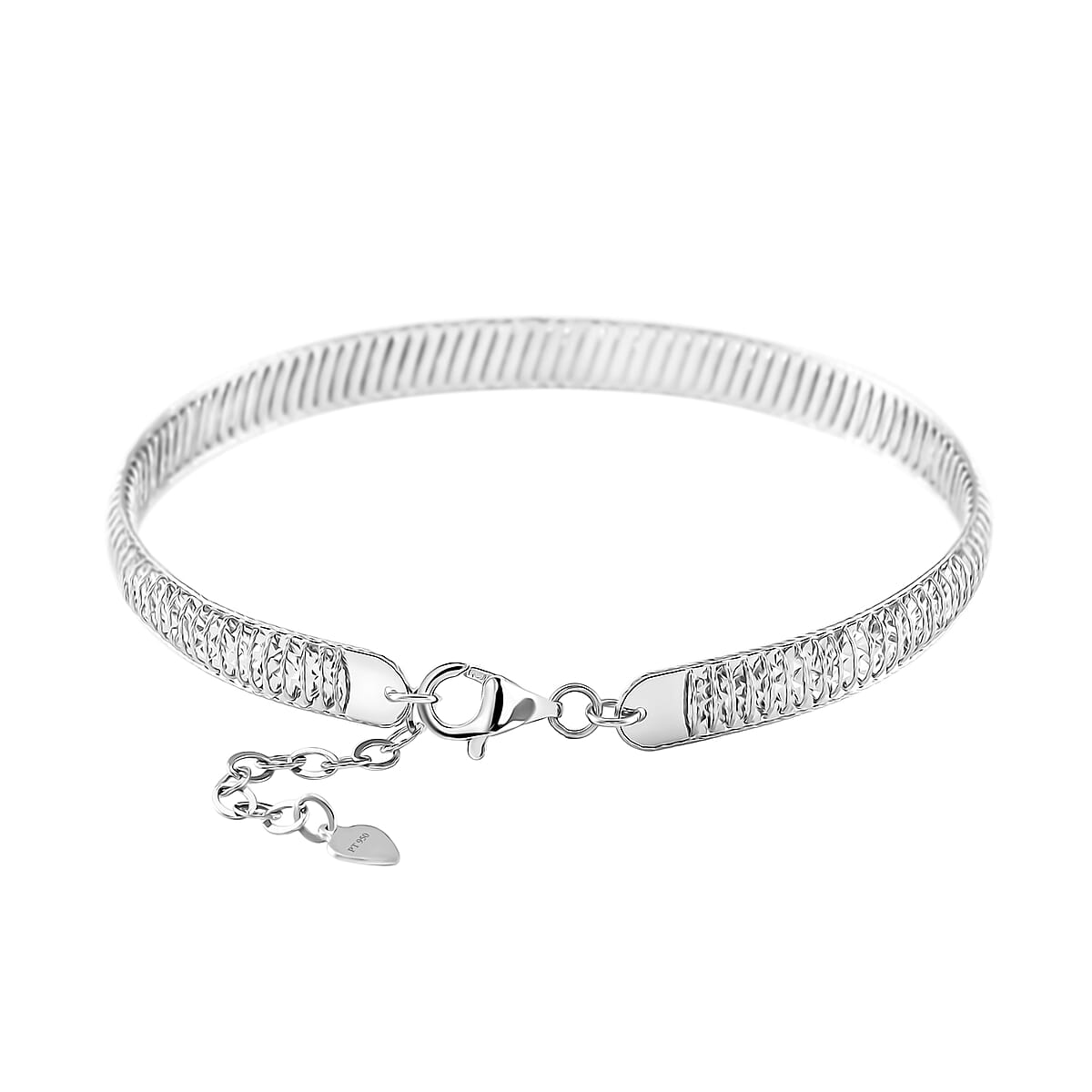 Doorbuster Diamond-cut Bangle Bracelet in 950 Platinum (8.00 In) 12.40 Grams image number 3