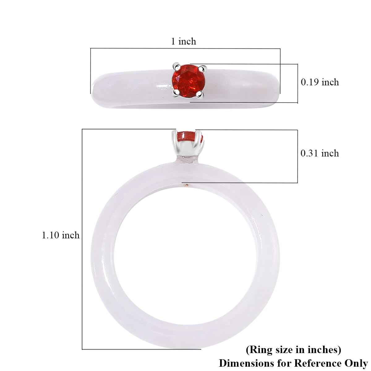 Natural Jade and Fire Opal 10.00 ctw Band Ring in Rhodium Over Sterling Silver (Size 10.0) image number 4