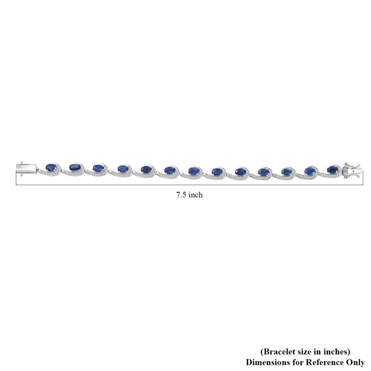 Kashmir Kyanite and White Zircon 9.75 ctw Sea Waves Bracelet in Rhodium Over Sterling Silver (7.25 In) image number 4