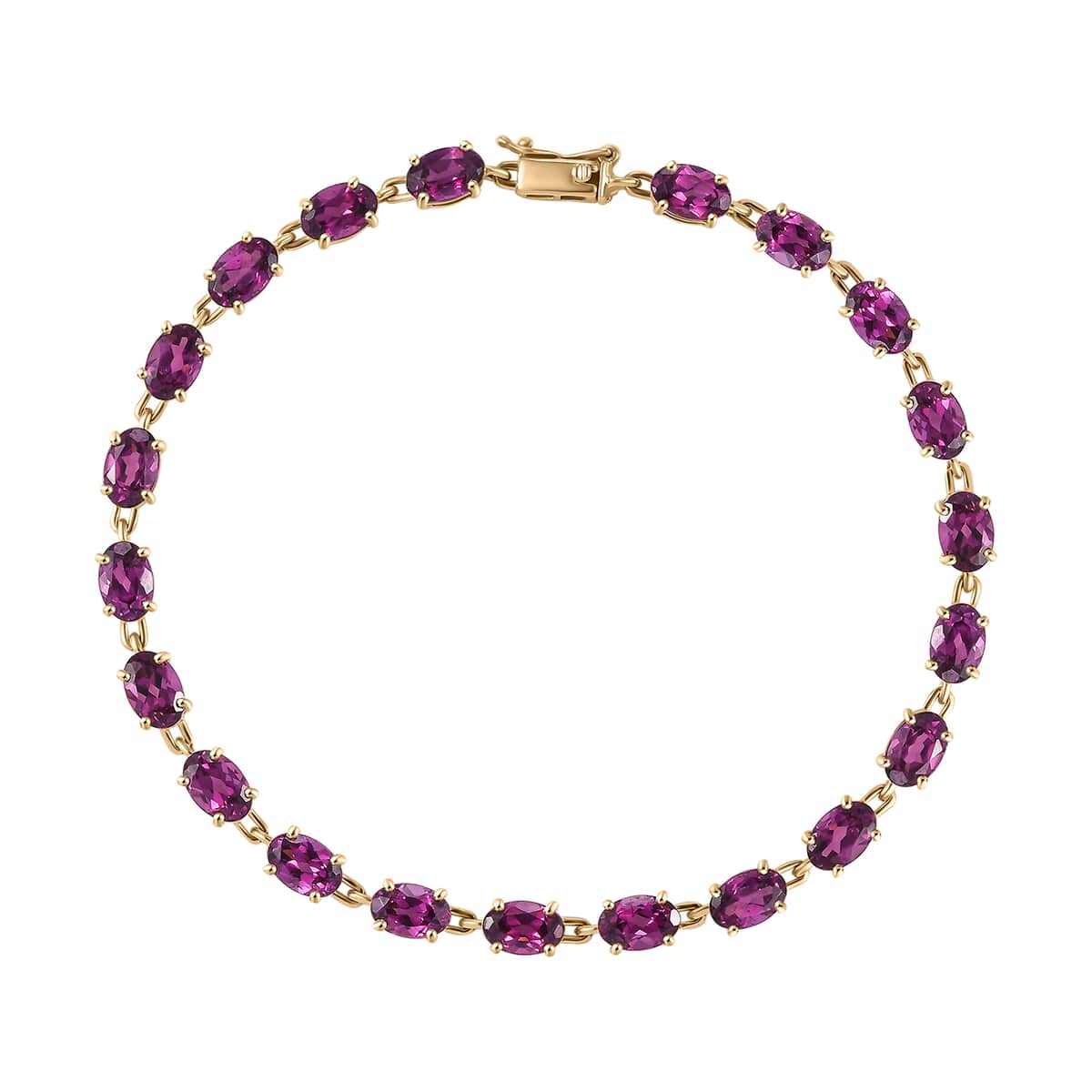 Luxoro Premium Radiant Ember Garnet 13.50 ctw Link Bracelet in 10K Yellow Gold (7.25 In) image number 0