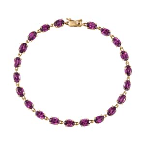 Luxoro Premium Radiant Ember Garnet 13.50 ctw Link Bracelet in 10K Yellow Gold (7.25 In)