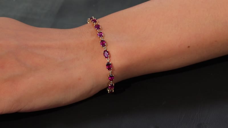 Epic Deal Luxoro 10K Yellow Gold Premium Radiant Ember Garnet Link Bracelet (7.25 In) 13.50 ctw