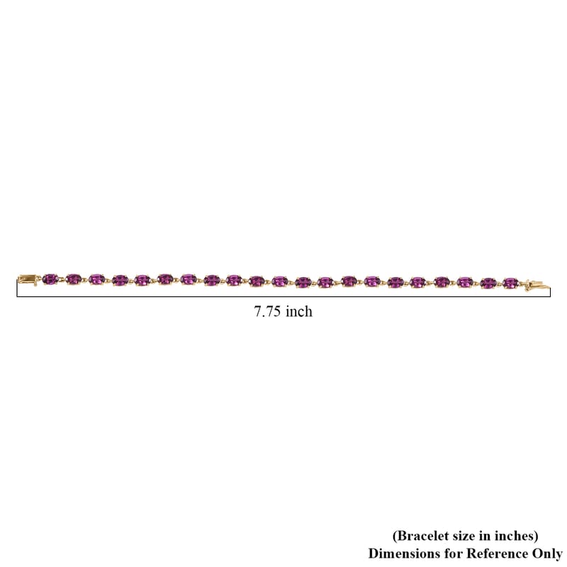 Luxoro Premium Radiant Ember Garnet 13.50 ctw Link Bracelet in 10K Yellow Gold (7.25 In)