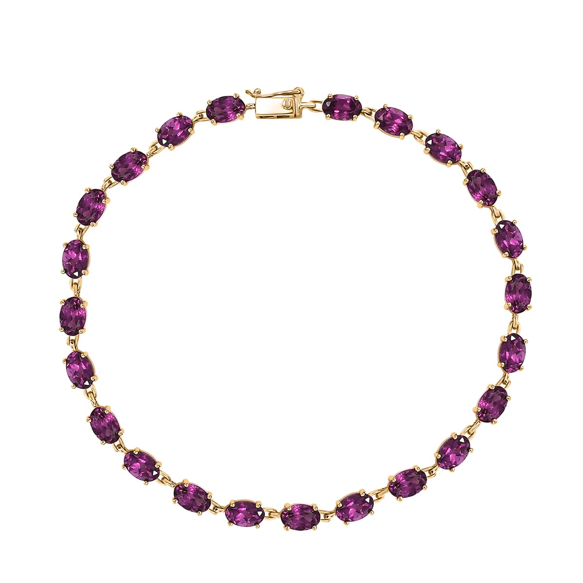 Luxoro Premium Radiant Ember Garnet 14.75 ctw Link Bracelet in 10K Yellow Gold (8.00 In) image number 0
