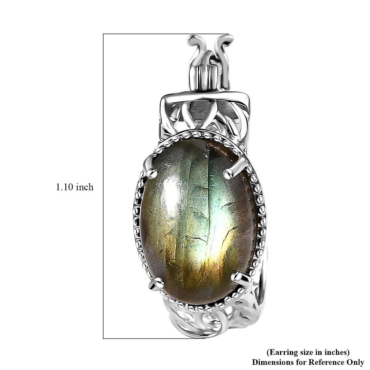 Karis Madagascar Fire Labradorite 12.00 ctw Hoop Earrings Platinum Bond image number 4