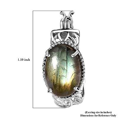 Karis Madagascar Fire Labradorite 12.00 ctw Hoop Earrings Platinum Bond