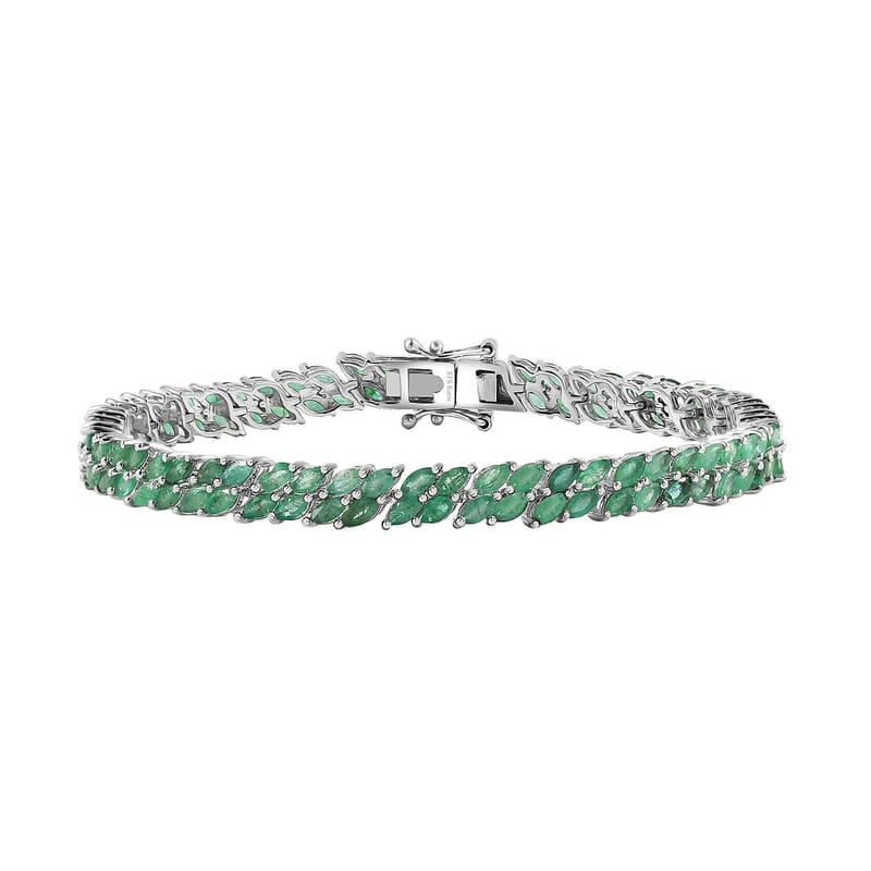 Karis Emerald 8.25 ctw Wave Bracelet in Platinum Bond (7.25 In)