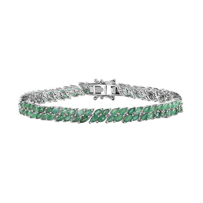 Karis Emerald 8.25 ctw Wave Bracelet in Platinum Bond (7.25 In)