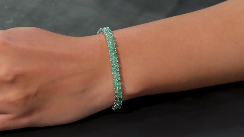 Doorbuster Karis Emerald 8.25 ctw Linking Bracelet in Platinum Bond (7.25 In)