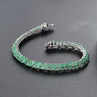 Karis Emerald 8.25 ctw Wave Bracelet in Platinum Bond (7.25 In)