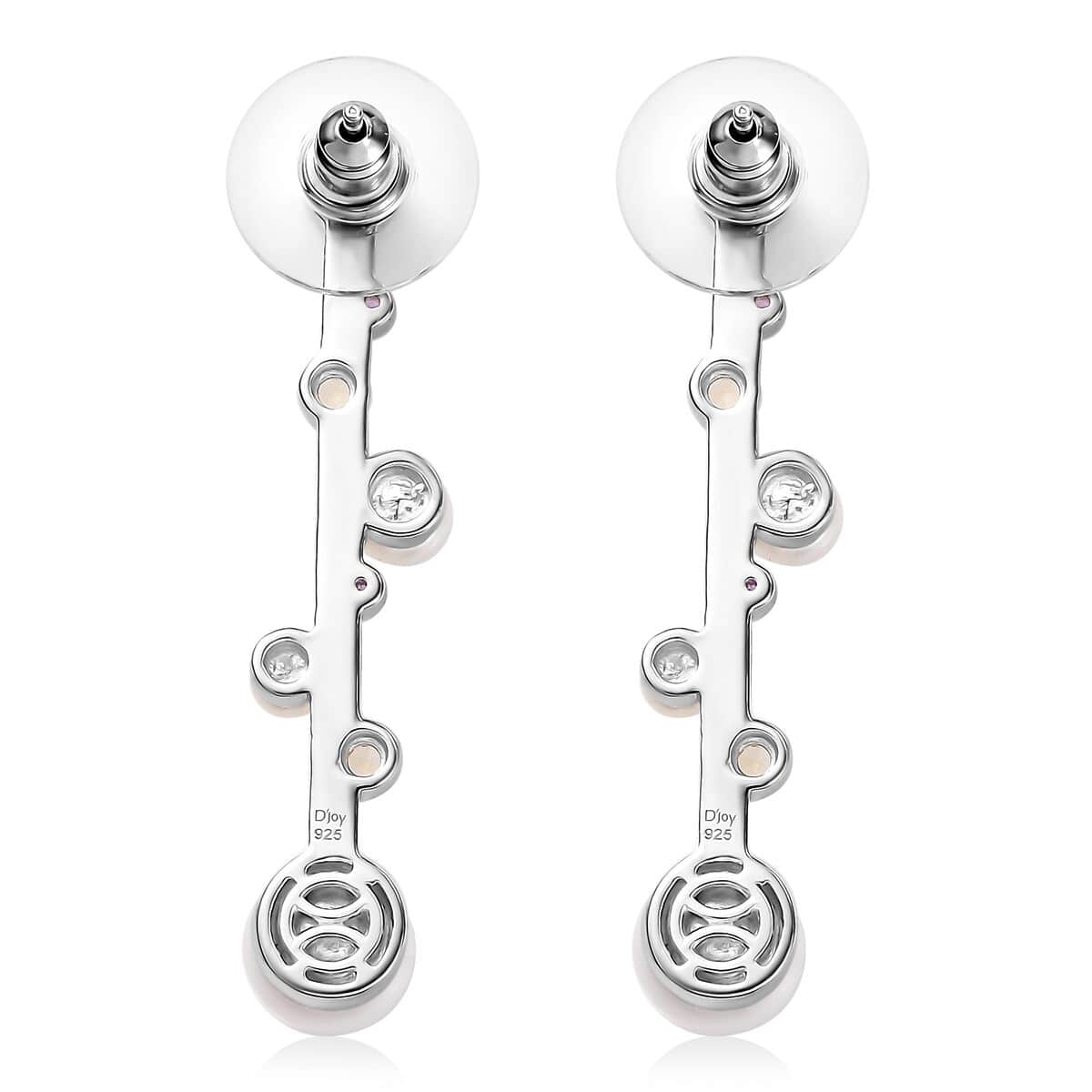 Freshwater Pearl and Multi Gemstone 0.40 ctw Earrings in Platinum Over Sterling Silver image number 3