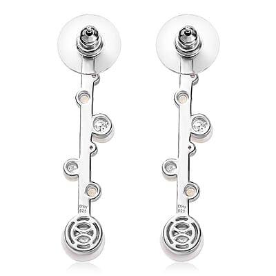 D'Joy Freshwater Pearl and Multi Gemstone 0.40 ctw Earrings in Platinum Over Sterling Silver