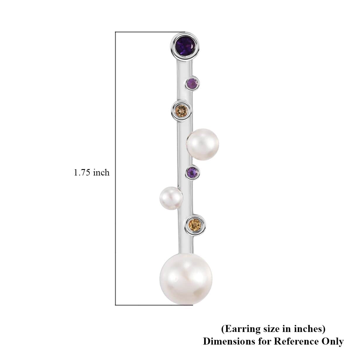 Freshwater Pearl and Multi Gemstone 0.40 ctw Earrings in Platinum Over Sterling Silver image number 4