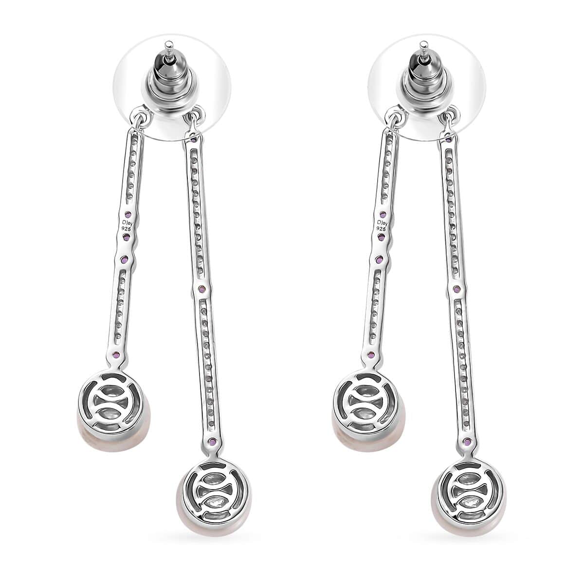 Freshwater Pearl and Multi Gemstone 15.75 ctw Earrings in Platinum Over Sterling Silver image number 3