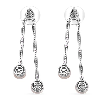 D'Joy Freshwater Pearl and Multi Gemstone 15.75 ctw Earrings in Platinum Over Sterling Silver
