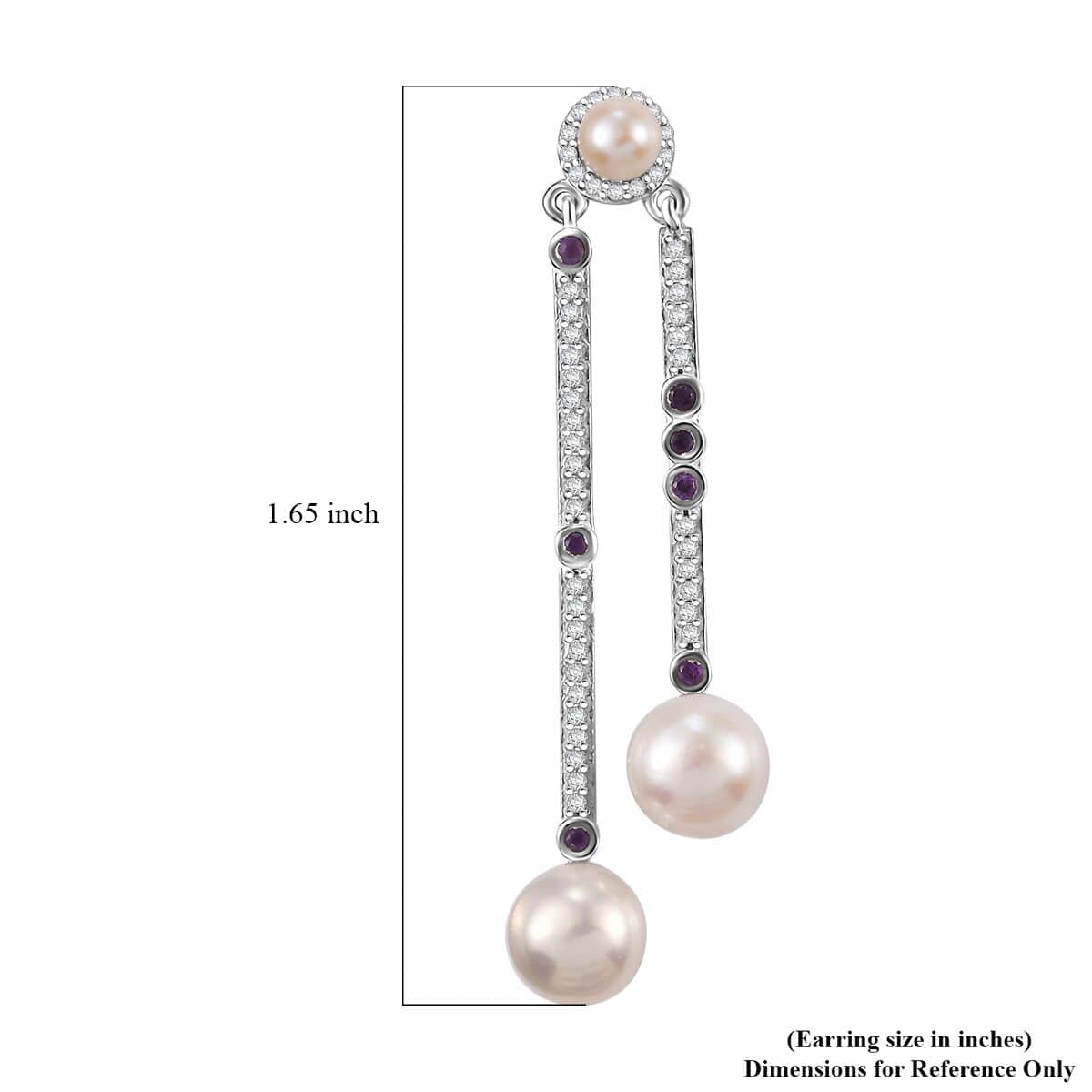 Freshwater Pearl and Multi Gemstone 15.75 ctw Earrings in Platinum Over Sterling Silver image number 4