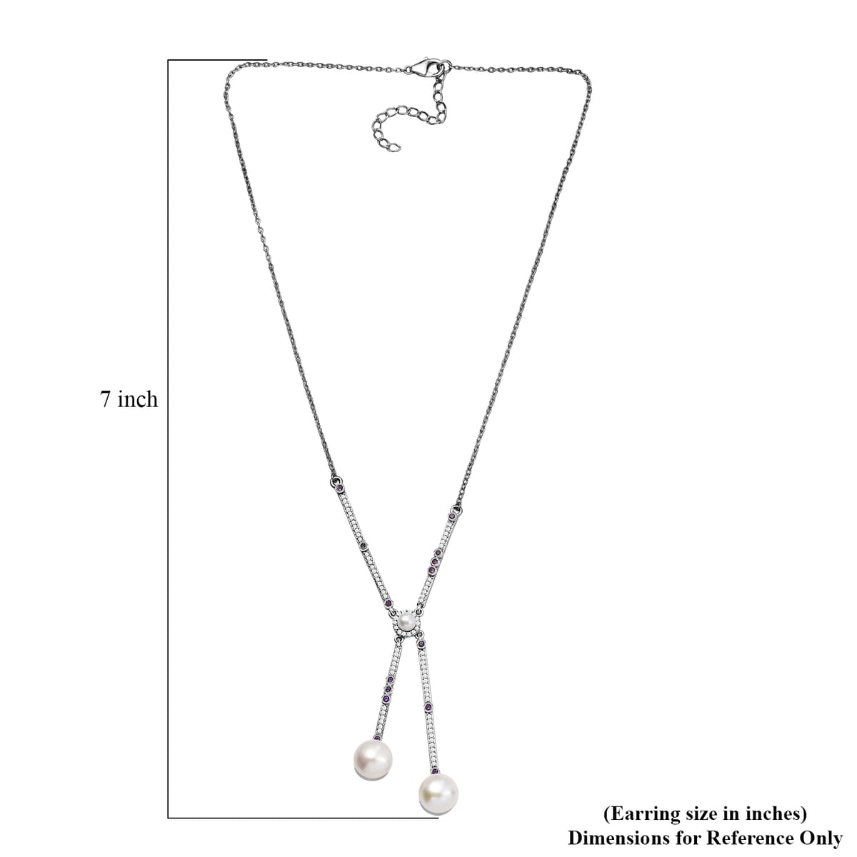 Freshwater Pearl and Multi Gemstone 1.00 ctw Necklace in Platinum Over Sterling Silver 18 Inches image number 5