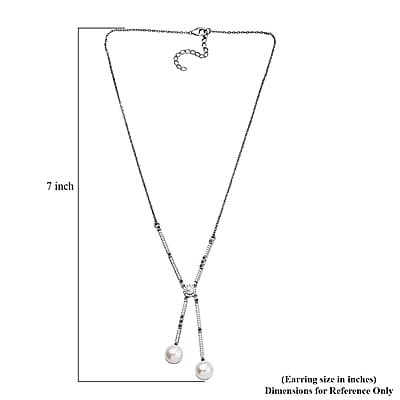 D'Joy Freshwater Pearl and Multi Gemstone 1.00 ctw Necklace in Platinum Over Sterling Silver 18 Inches
