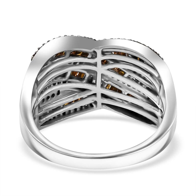  Red Diamond (IR) Ring in Rhodium Over Sterling Silver (Size 6.0) 1.00 ctw
