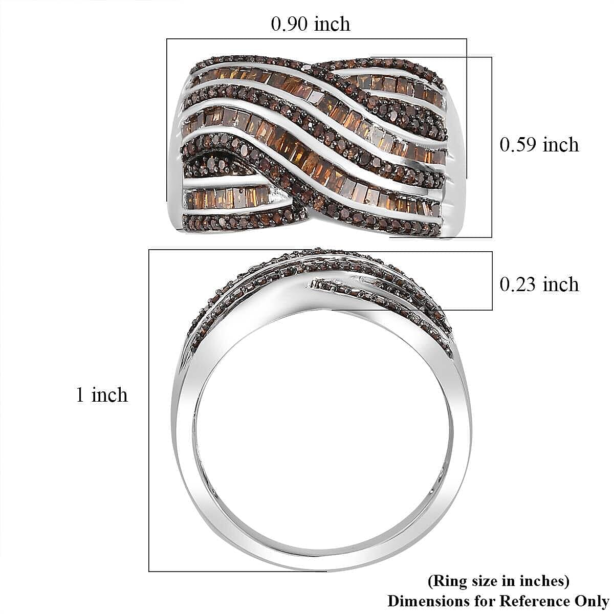  Red Diamond (IR) Ring in Rhodium Over Sterling Silver (Size 6.0) 1.00 ctw