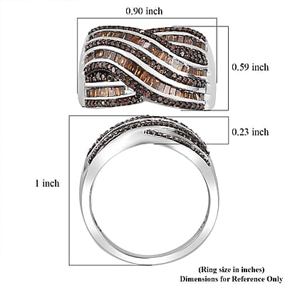 Red Diamond 1.00 ctw Bridge Over Ring in Rhodium Over Sterling Silver (Size 8.0)