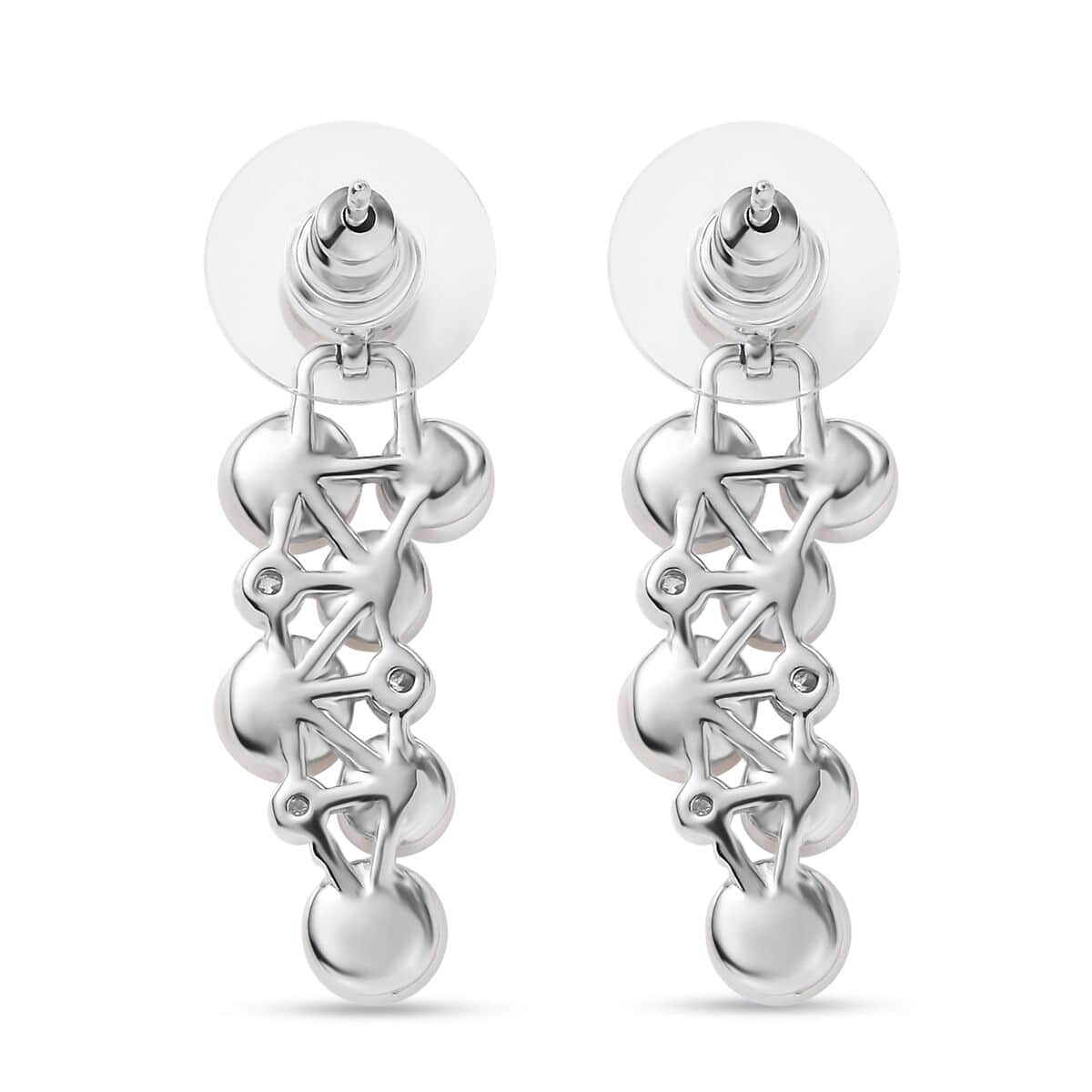 Freshwater Pearl and Moissanite 0.10 ctw Earrings in Platinum Over Sterling Silver image number 3