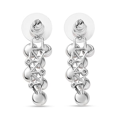 D'Joy Freshwater Pearl and Moissanite 0.10 ctw Earrings in Platinum Over Sterling Silver