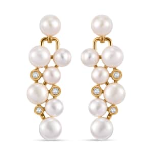 Freshwater Pearl and Moissanite 13.25 ctw Earrings in Vermeil Yellow Gold Over Sterling Silver