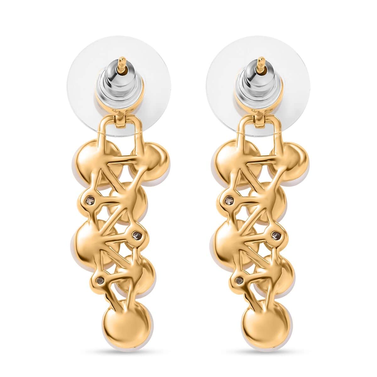 Freshwater Pearl and Moissanite 13.25 ctw Earrings in Vermeil Yellow Gold Over Sterling Silver image number 3