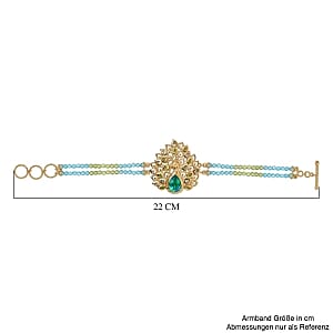 Peacock Triplet Quartz and Peridot 26.25 ctw Fancy Bracelet in 18K Vermeil Yellow Gold Over Sterling Silver (7.5 In) (20.37 g)
