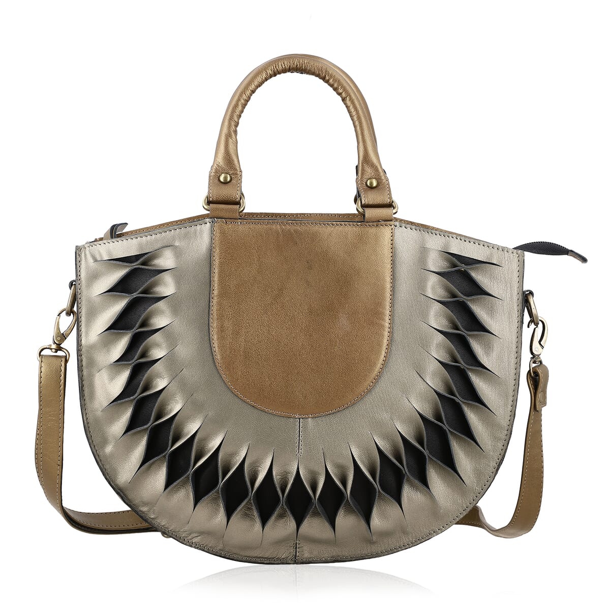 Copper Genuine Leather Handbag with Top Handle and Adjustable Shoulder Strap image number 0