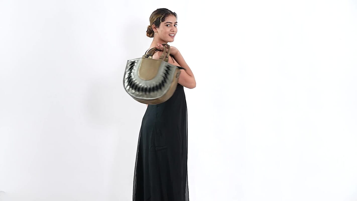 Copper Genuine Leather Handbag with Top Handle and Adjustable Shoulder Strap