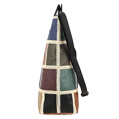 Multi Color Genuine Leather Handbag with Top Handle