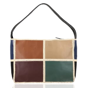 Multi Color Genuine Leather Handbag with Top Handle