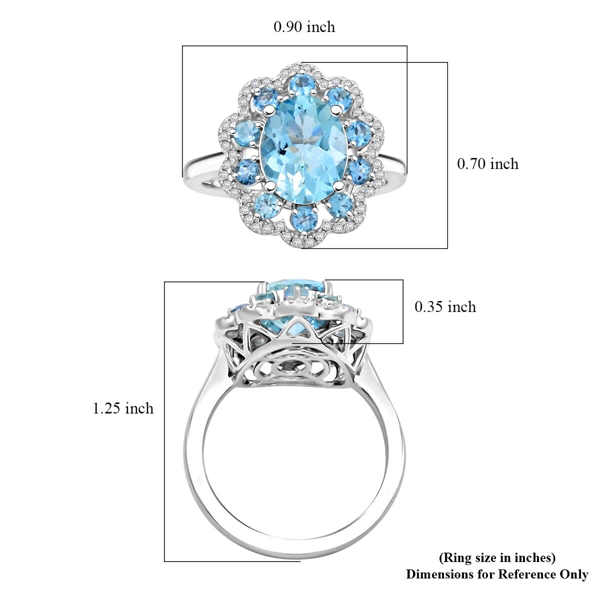 Certified & Appraised Rhapsody AAAA Santa Maria Aquamarine and E-F VS Diamond 3.10 ctw Ring in 950 Platinum (Size 10.0) 9 Grams image number 5