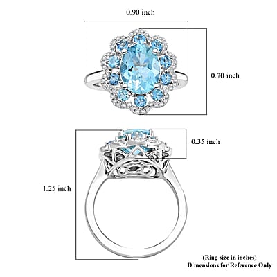 Certified & Appraised Rhapsody AAAA Santa Maria Aquamarine and E-F VS Diamond 3.10 ctw Ring in 950 Platinum (Size 10.0) 9 Grams
