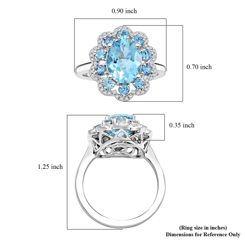 Certified & Appraised Rhapsody AAAA Santa Maria Aquamarine and E-F VS Diamond 3.10 ctw Ring in 950 Platinum (Size 7.5) 9 Grams