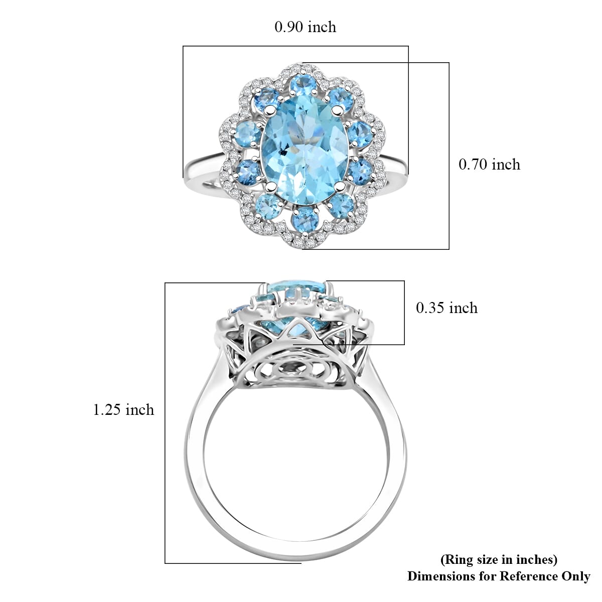Certified & Appraised Rhapsody AAAA Santa Maria Aquamarine and E-F VS Diamond 3.10 ctw Ring in 950 Platinum (Size 9.0) 9 Grams image number 5