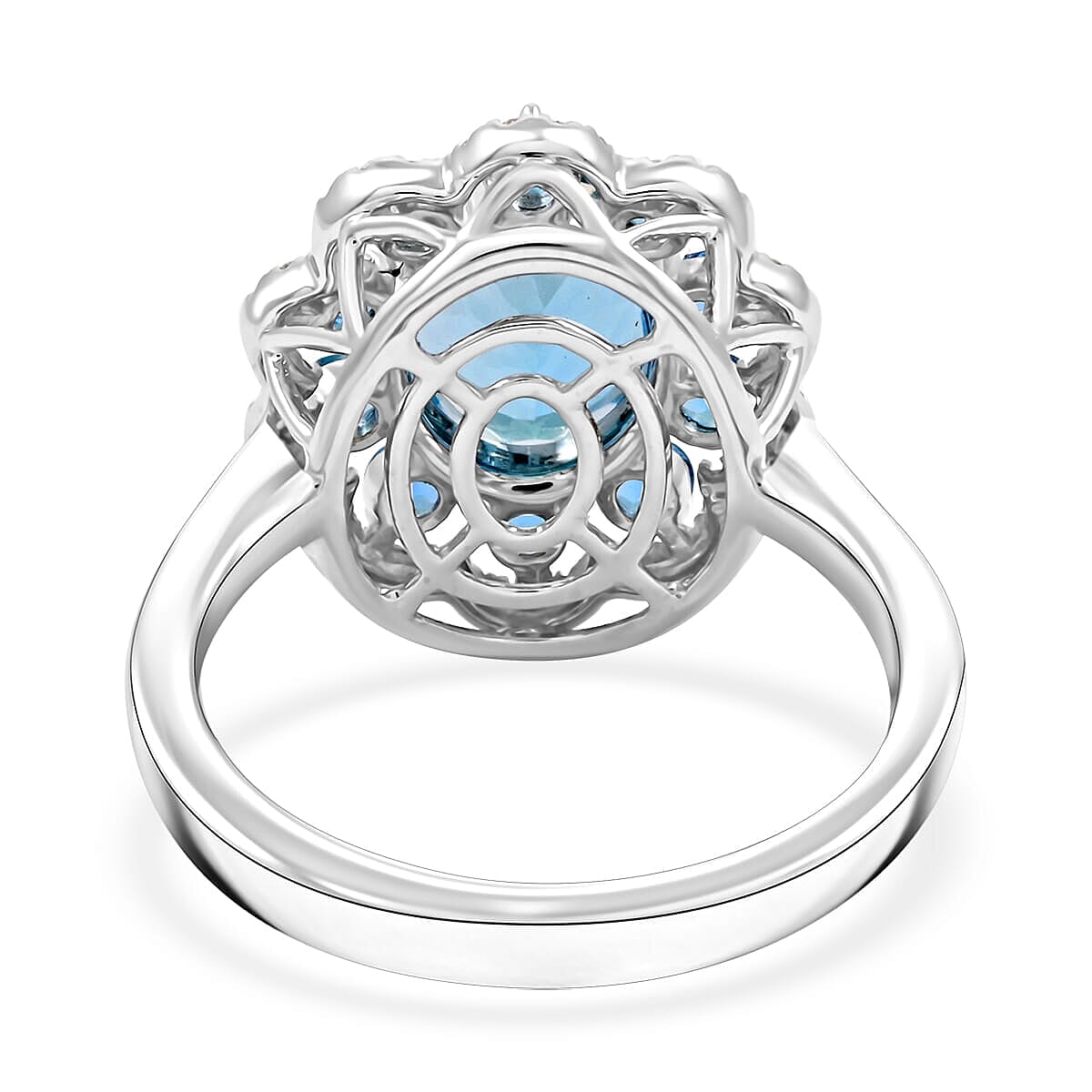 Certified & Appraised Rhapsody AAAA Santa Maria Aquamarine and E-F VS Diamond 3.10 ctw Ring in 950 Platinum (Size 9.5) 9 Grams image number 4