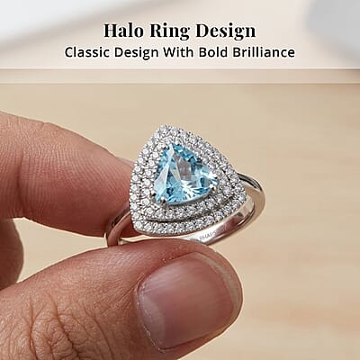 Certified & Appraised Rhapsody AAAA Santa Maria Aquamarine and E-F VS Diamond 2.00 ctw Ring in 950 Platinum (Size 10.0) 8.80 Grams