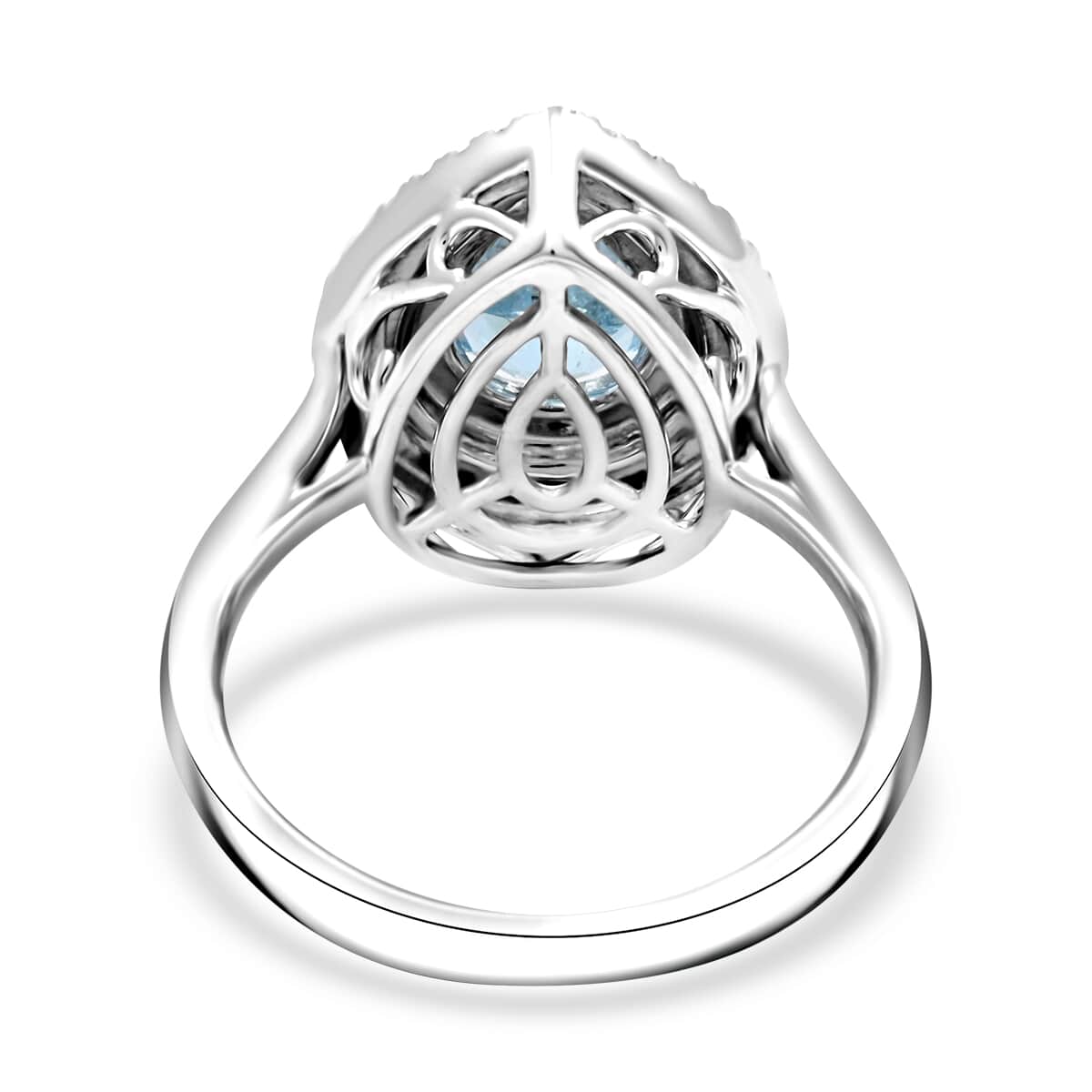 Certified & Appraised Rhapsody AAAA Santa Maria Aquamarine and E-F VS Diamond 2.05 ctw Ring in 950 Platinum (Size 10.0) 8.10 Grams image number 4