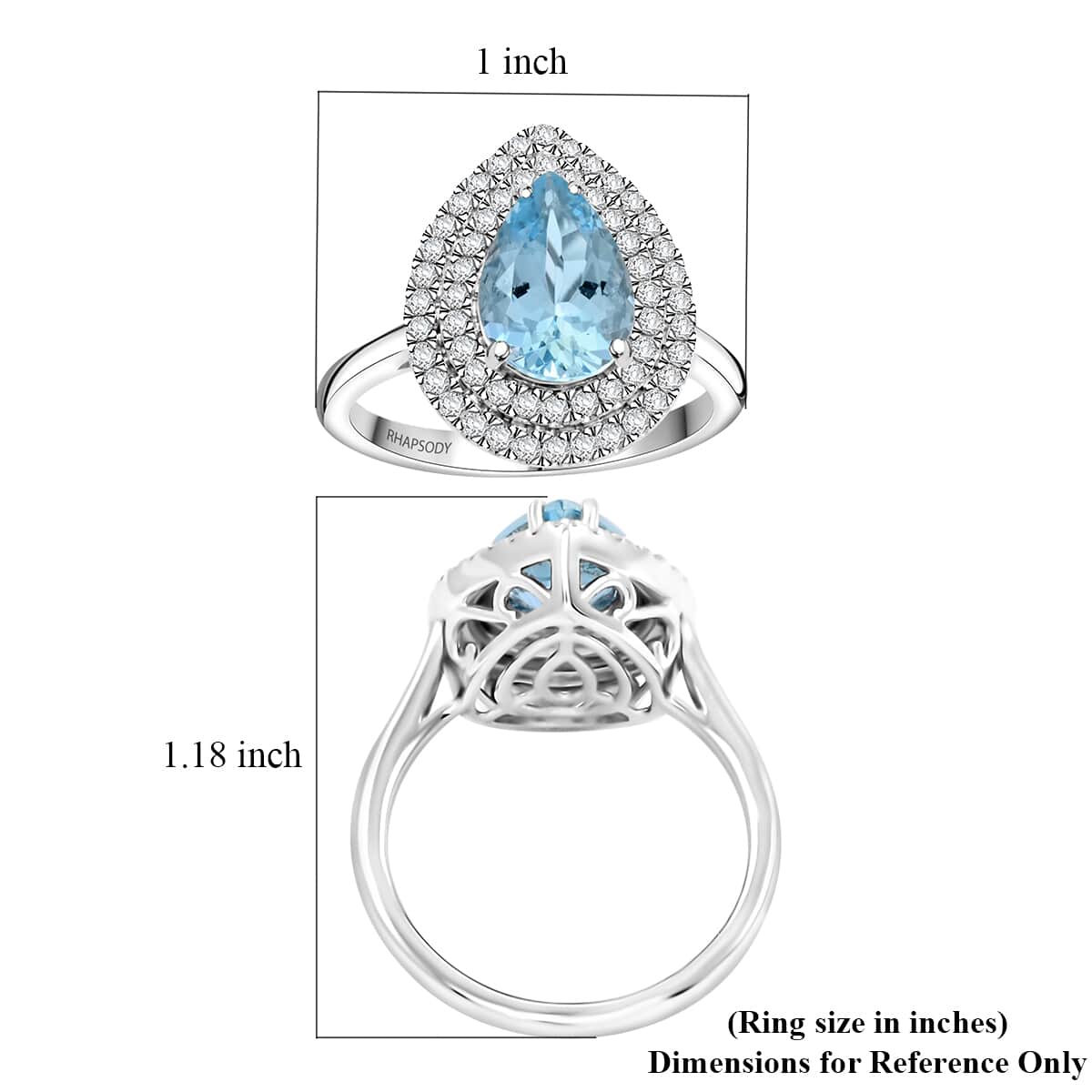 Certified & Appraised Rhapsody AAAA Santa Maria Aquamarine and E-F VS Diamond 2.05 ctw Ring in 950 Platinum (Size 10.0) 8.10 Grams image number 5