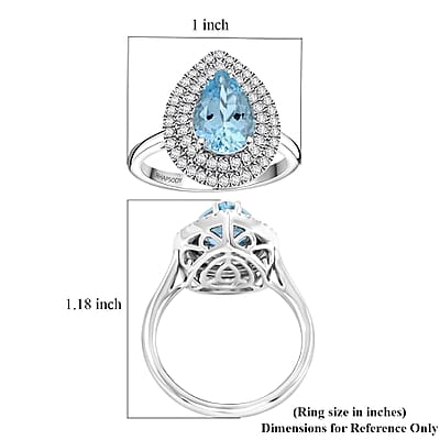 Certified & Appraised Rhapsody AAAA Santa Maria Aquamarine and E-F VS Diamond 2.05 ctw Ring in 950 Platinum (Size 10.0) 8.10 Grams