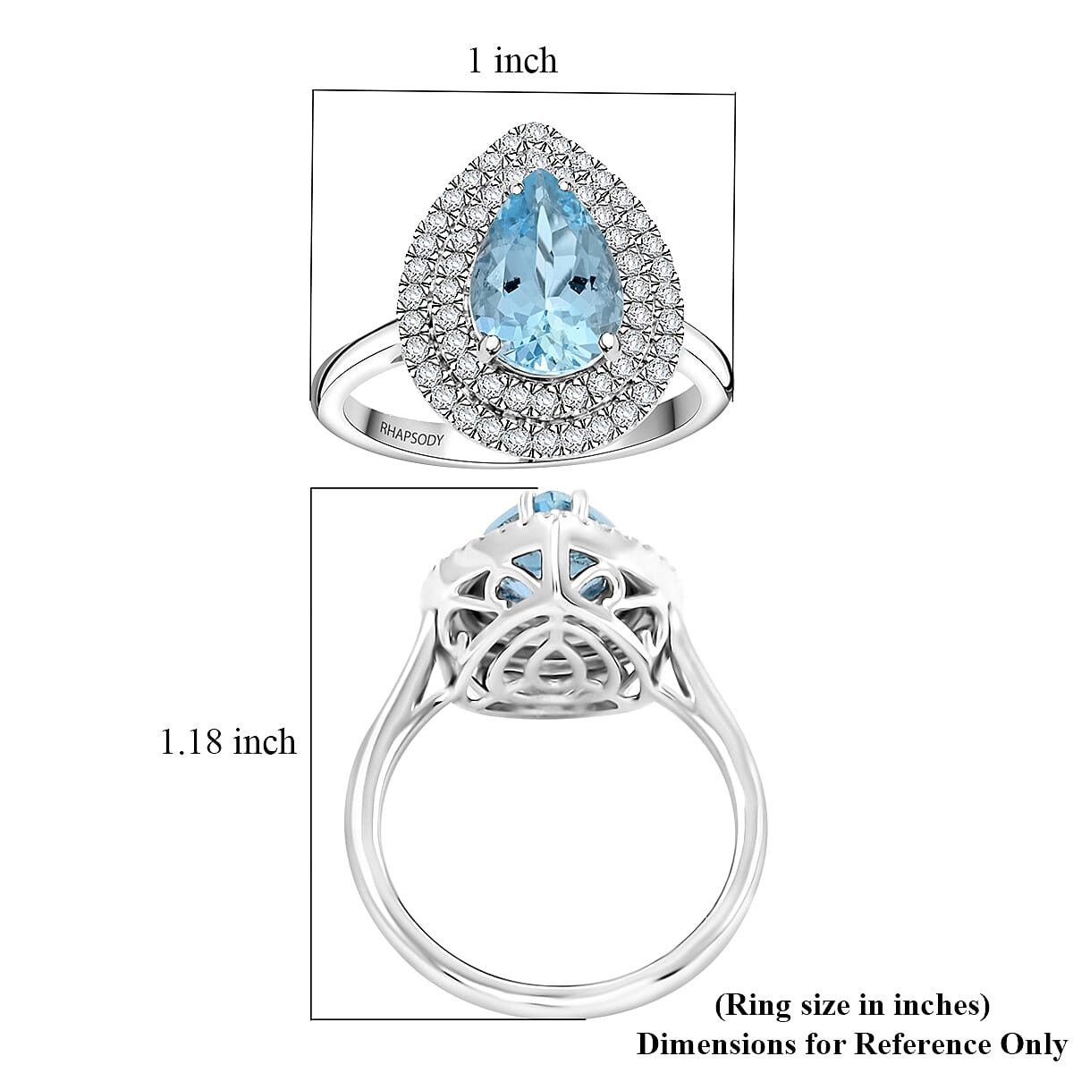 Certified & Appraised Rhapsody AAAA Santa Maria Aquamarine and E-F VS Diamond 2.05 ctw Ring in 950 Platinum (Size 7.0) 8.10 Grams image number 5