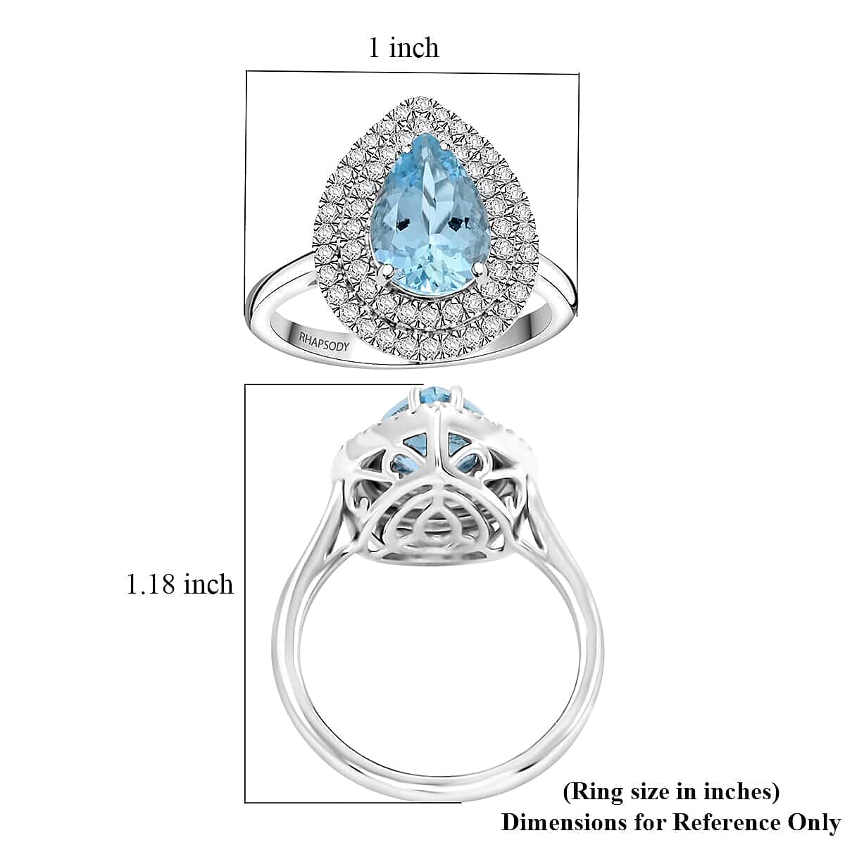 Certified & Appraised Rhapsody 950 Platinum AAAA Santa Maria Aquamarine, Diamond (E-F, VS) (0.45 cts) Ring (Size 10.0) (8.10 g) 2.05 ctw image number 5